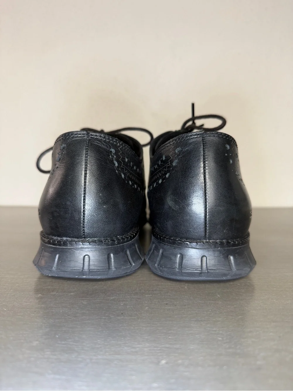 Cole Haan Men's ZERØGRAND Wingtip Oxford SHOES Black Leather Dress Size 12M